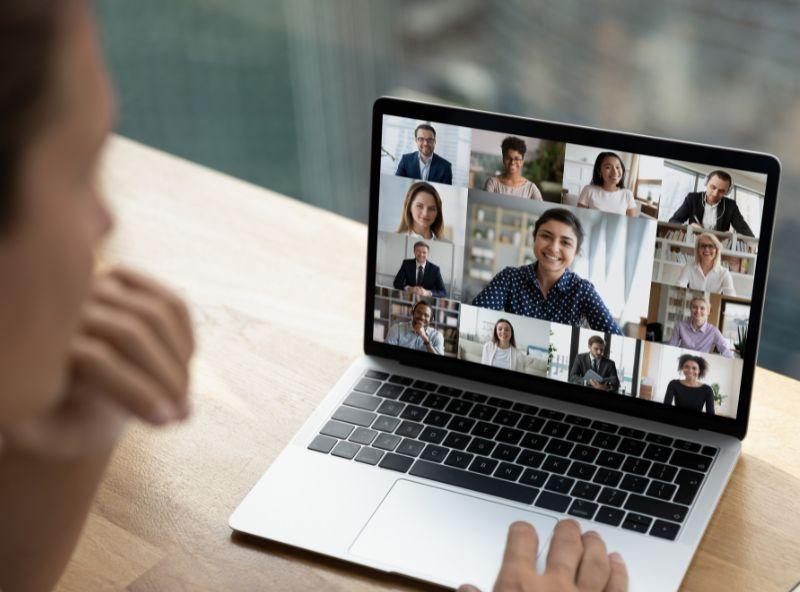 person on video call