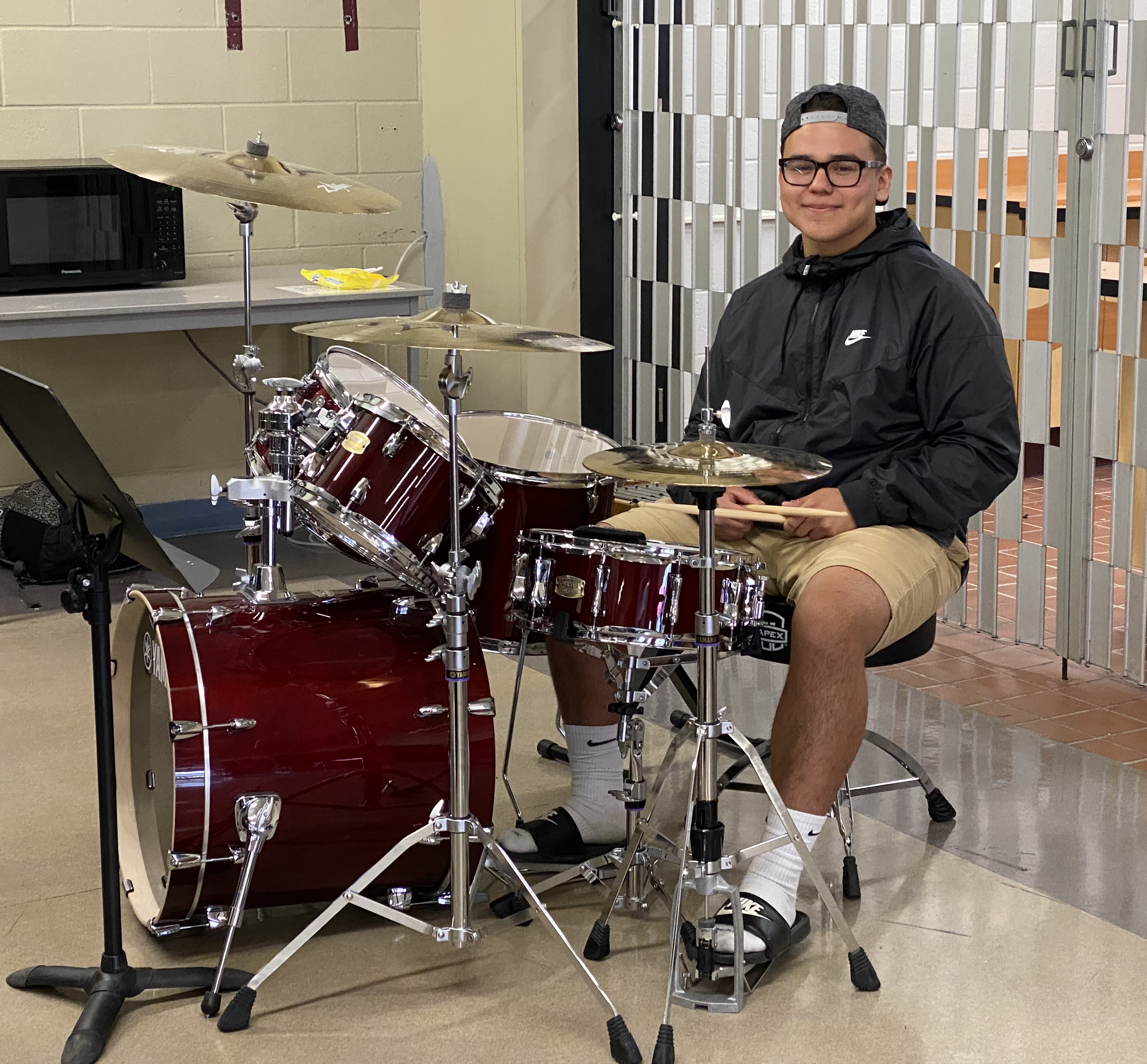 student drummer