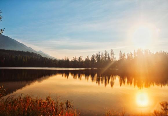 sunset over a lake