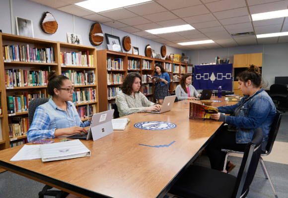 students studying at table