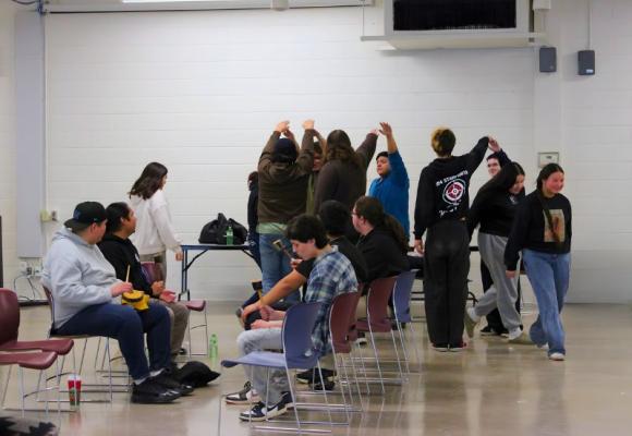 students dancing and singing