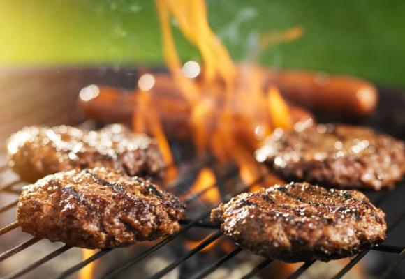 burgers on a grill
