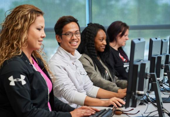 Students at computers