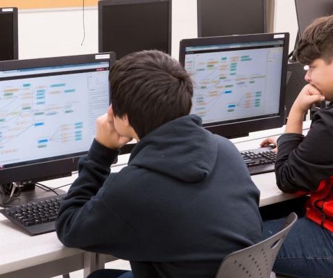 students at computers