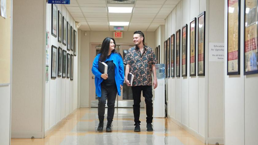 Students walking in hallway